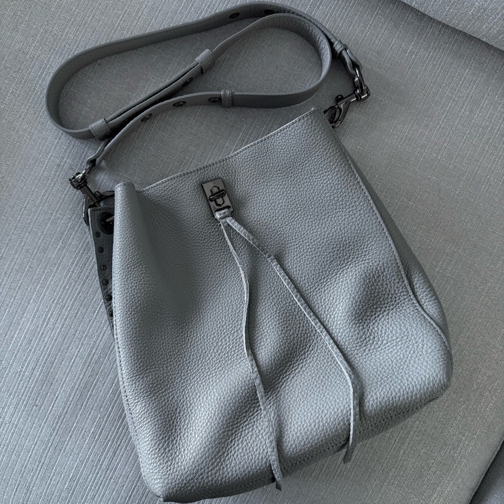 Rebecca Minkoff Darren Grey Leather Adjustable Shoulder/Crossbody Bag